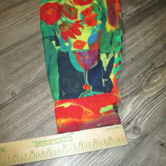 Vintage 1980s Saint Germain Oversized Rayon Blouse Top Orange Abstract Print XL - Picture 14 of 16